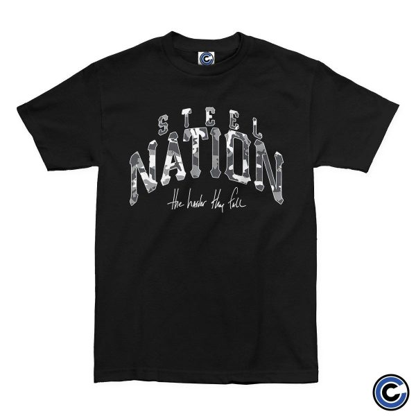 Steel Nation  Camo  Black Shirt For Cheap