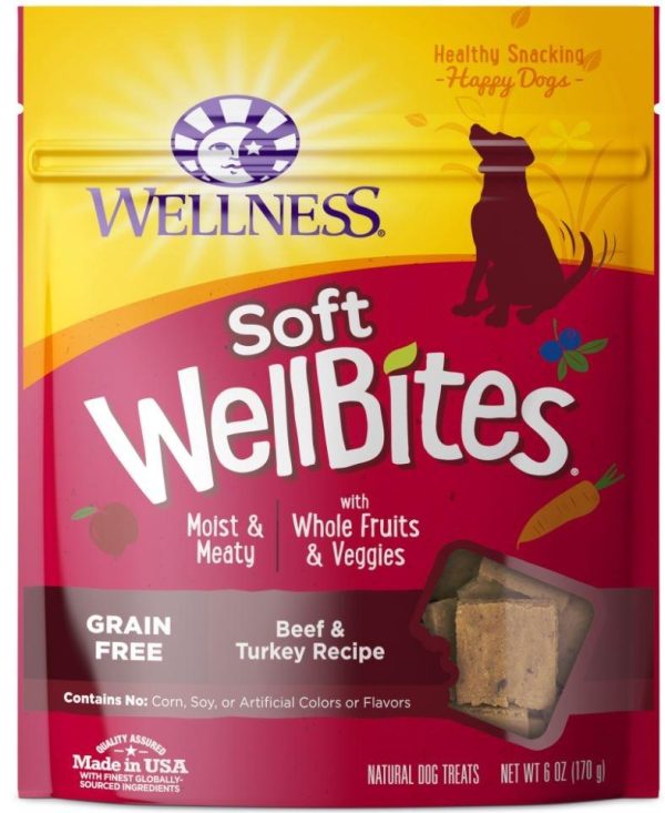 Wellness Natural Grain Free Wellbites Soft Beef and Turkey Recipe Dog Treats For Sale